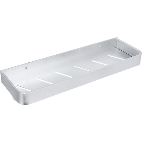 Étagère de rangement murale en aluminium spatial, à fixer par perçage pour une utilisation dans la salle de bain et la cuisine, étagère de rangement multifonctionnelle, 40 cm avec crochets. (1/5)