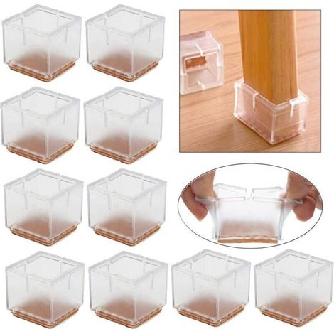 16 Pièces Protection Pied de Chaise, Carrée Tampon Chaise, Protege Pied de Chaise Silicone pour Protéger Le Sol des Rayures et du Bruit, Embout Pied de Chaise (42-48mm)