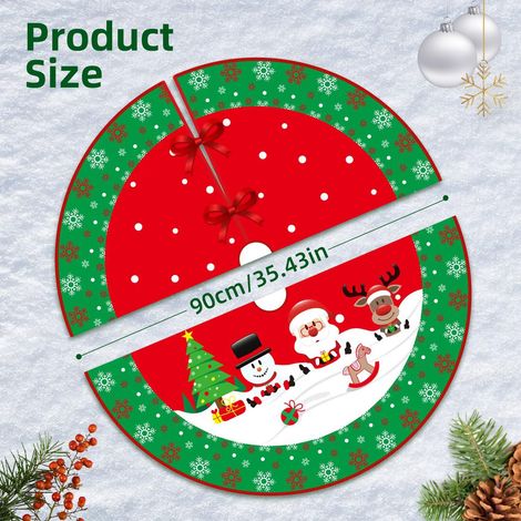 Gonna per albero di Natale da 90 cm, copertura per base albero di Natale, decorazione per albero di Natale, adatta alla maggior parte degli alberi di Natale (1/4)