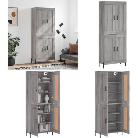 Highboard Grau Sonoma 69,5x34x180 cm Holzwerkstoff - Holzwerkstoff - Schrank (1/5)