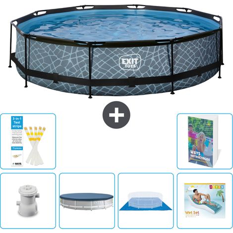Exit Pool Rund - Steinoptik - 360x76 cm - 7-teilig S322