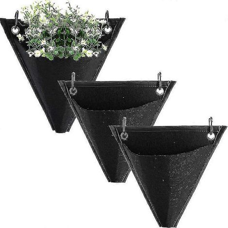 Filiyano-Jardinière murale triangulaire TT en 3 pièces, sacs suspendus, conteneurs à fleurs pour le jardinage, pots de fleurs muraux (1/4)