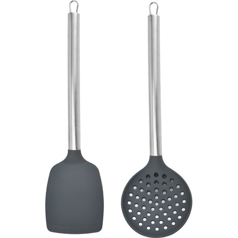 SpaTule - Tete En Silicone Anti-adherent - Manche En Acier Inoxydable - Pour Cuisiniere Et Casserole - 2 Pieces (1/5)