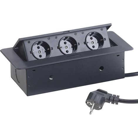 Prise encastrable avec, Prise encastrée rétractable 3 Voies, Prise de courant complète, en Aluminium moulé par Injection, Ouverture discrète. (1/5)