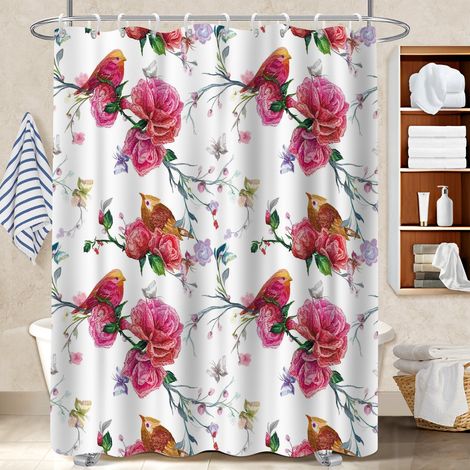 Ensemble rideau de douche polyester avec anneaux 180x180 poids aux ourlets bâche polyester douche pour salle de bain moderne (1/5)