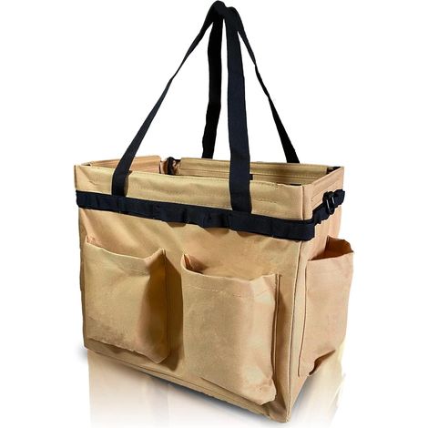 Boîte à outils multifonctionnelle pour transporter une poêle à frire, grand panier à outils pour barbecue et accessoires (kaki) (1/5)