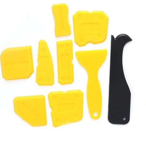 Kit de 9 outils pour enlever le mastic silicone et le verre, à main, idéal pour les joints de porte. (1/5)