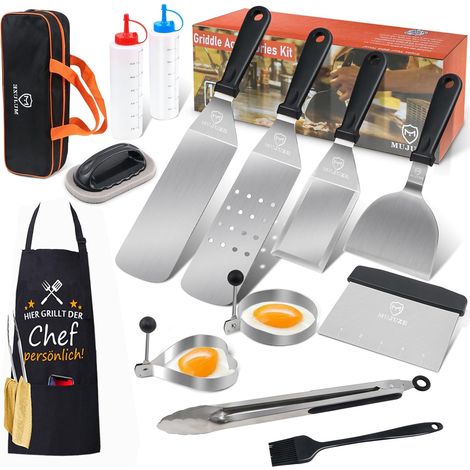 Set de Accessoire Plancha INOX,Spatule pour Barbecue de Gril pour Gril Teppanyaki et Camping (1/5)