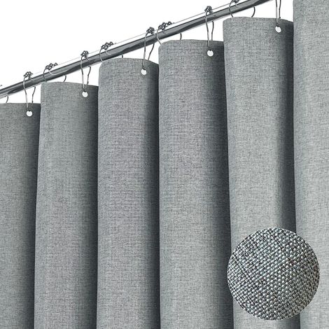 Rideau de douche 80x180 cm imperméable avec crochets argenté (1/4)