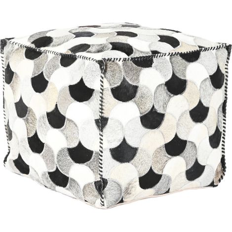Pouf Cuir Polyester 45X45X40 Losanges Marron (1/4)