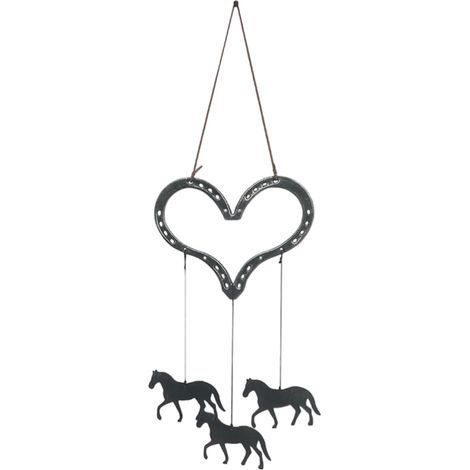 Windspiel mit 3 Anhängern aus Metall Liebe Galoppierung