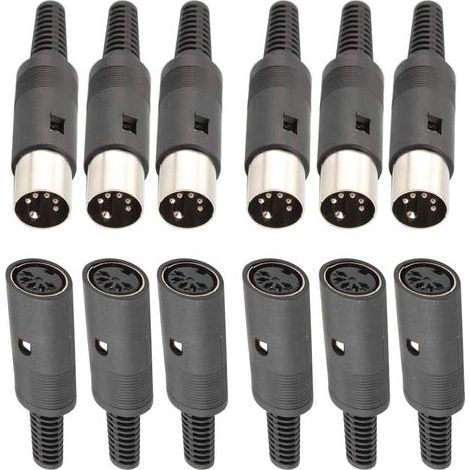 Lot de 12 connecteurs DIN à 5 broches mâle et femelle à souder pour panneau de montage audio AV - Connecteur de câble haut-parleur (noir) (1/5)