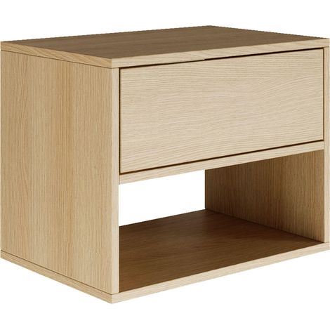 Selsey FRAMME – Comodino sospeso con cassetto e vano – effetto legno rovere – 50 cm (1/5)