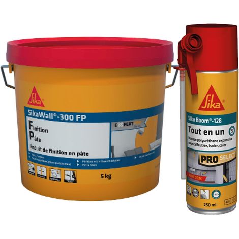 Mousse expansive polyuréthane - Usage tous sens - Expansion 20L - 250ml - Blanc + Enduit de lissage et finition en pâte - Prêt à l'emploi - Pour murs intérieurs - Sec au toucher en 1h - 5kg (1/5)