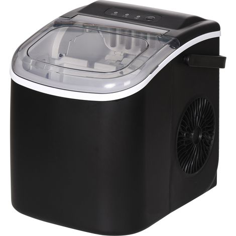 Eiswürfelmaschine Eiswürfelbereiter 9 Würfel In 6-12 Minuten Fertig, 12 Kg/24 H, Wasserstation Mit 1,3 L Wassertank, Schwarz