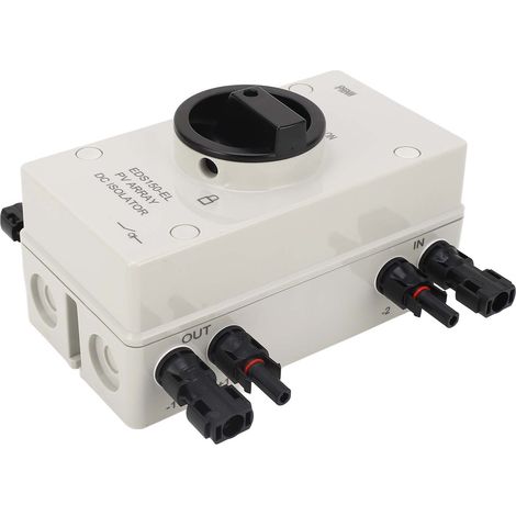Interrupteur sectionneur solaire DC 1000V 4P 32A, coupe-circuit photovoltaïque étanche IP66, disconnecteur PV imperméable pour installation panneaux, boîte de coupure résistante aux intempéries. (1/5)
