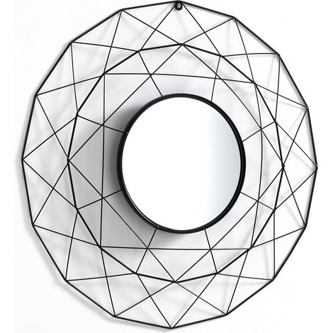 Espejo redondo de pared en metal negro mate Shine 70