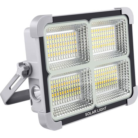 1 Projecteur LED Rechargeable, 288 Leds, Panneau Solaire, 5 Modes, IP65 Étanche, Camping, Chantier (1/5)