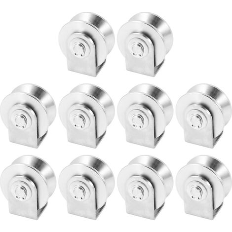 Roulement de roue à galet en V de 10 x 2 pouces en acier inoxydable 304 pour portail coulissant, destiné à la manutention et au déplacement de matériaux. (1/5)