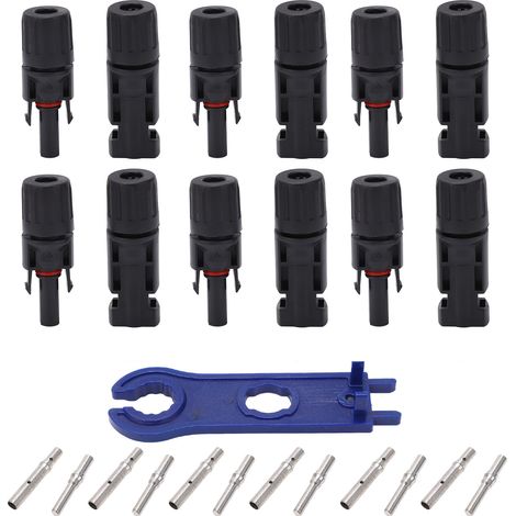 Kit de 12 connecteurs photovoltaïques solaires IP67, broches en cuivre étamé, mâle/femelle, pour applications industrielles 1000V 45A (1/5)