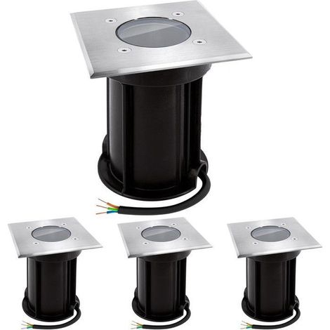 Lot de 10 spots encastrables sol inox 304, IP65 étanche, GU10 15 W, pour extérieur jardin terrasse