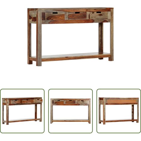 Buffet bois - Table console avec 3 tiroirs 120x30x75 cm Bois massif (1/5)