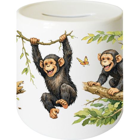 Tirelire Chimpanzés en céramique 9,5 cm (1/2)