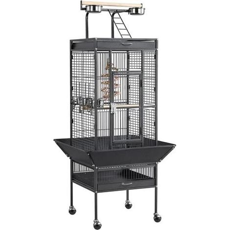 Cage à Oiseaux - Modèle sur Pied - 66,5 x 65,6 x 156,5 cm - Pour Perruches - Intérieur