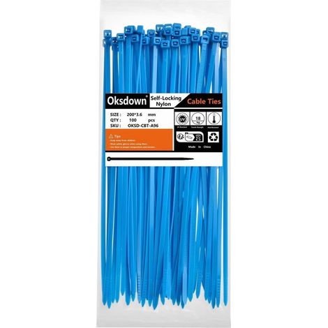 Kabelbinder 100 Blau 200mm 3,6mm Nylon 18,2kg 200mm &xD7 3,6mm Blau (1/5)