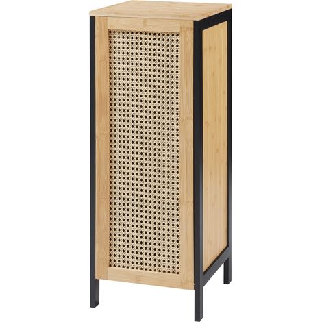 Cesto portabiancheria 80 x 30 x 30 cm effetto rattan nero naturale 030010216