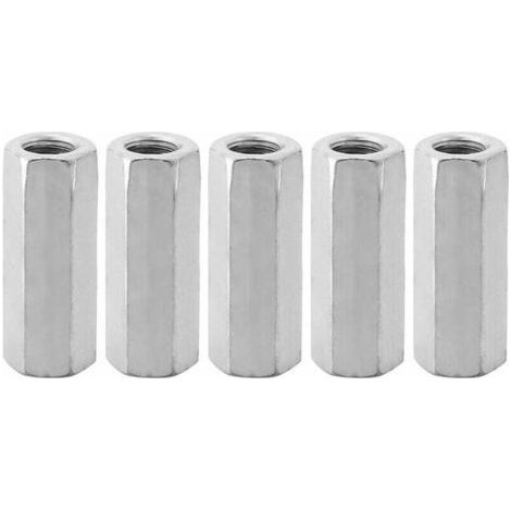 5Pcs Écrou Manchon Acier Carbone M12, Manchon Hexagonal M12 50, Ecrou Long M12 de Connecteur Tige Filetée M12 de Douille Écrou Fixations Filetées (M1250-15mm) (1/4)