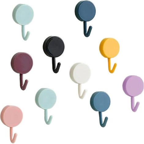 10 Stück selbstklebende Wandhaken, stark, ohne Bohren, Garderobe, Tasche, Badezimmertür, Küche, (1/5)