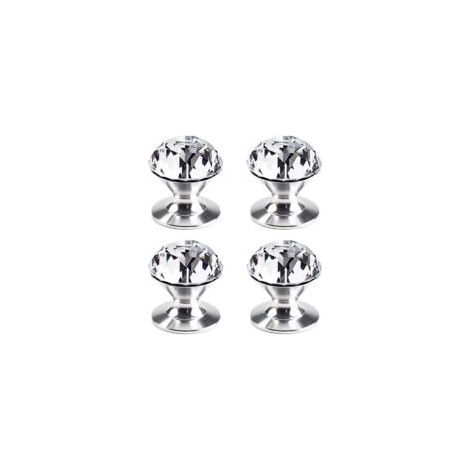 Lot de 4 boutons autocollants en cristal en aluminium Pour meubles Poignées autocollantes Pour armoire Porte coulissante Tiroir Poignées en cristal transparent Boutons de tiroir (1/5)