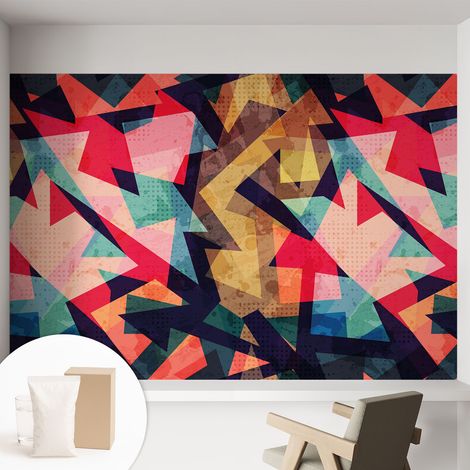 Papier peint intissé décoratif avec colle pour salon chambre et bureau Installation rapide Motif coloré 152x104 cm (1/5)