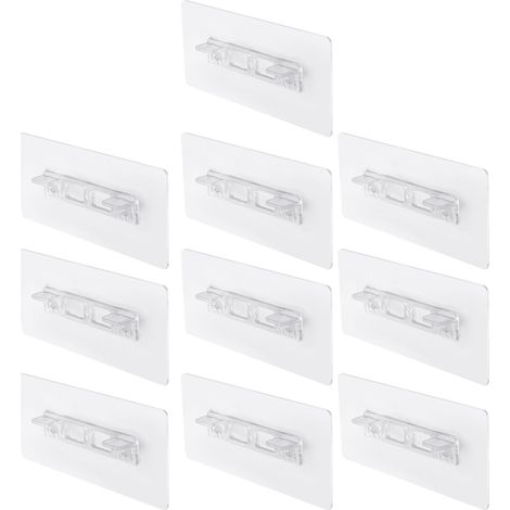 Lot de 10 supports d'étagère à percer, crochets de cloison sans perforation, pinces de rangement pour placard, cuisine et bibliothèque (1/5)