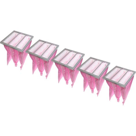 vhbw 5x HVAC F7 Bag Filter compatible with Nilan Filterbox Air-Conditioner Unit Ventilation System, 28.7 x 28.7 x 36 cm Pink - AC Air Pocket Filter