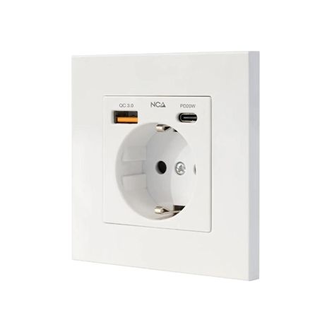 Nanocable Base Pared toma SCHUKO 2USB-C PD20W