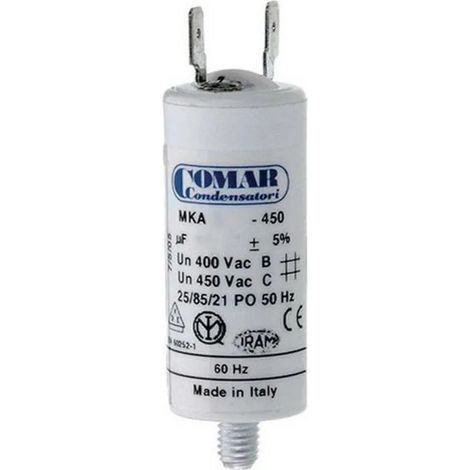 Condensateur mka 60 µF 5 % 450 V 50 x 120 mm avec connecteur double face à broches M8 (1/4)