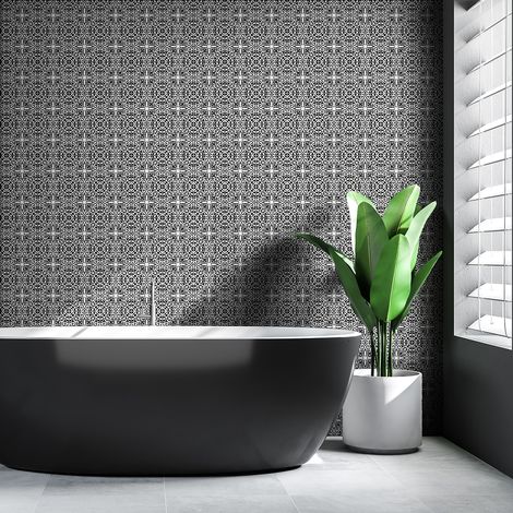 Sticker Mural Carrelage adhésif Cuisine Salle de Bain - 60 STICKERS CARREAUX DE CIMENT AZULEJOS JENVINA - 60stickers10x10cm (1/5)
