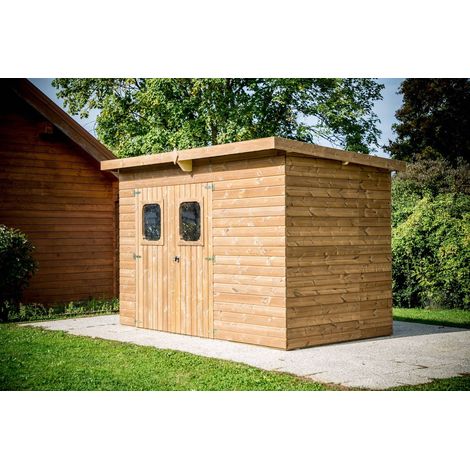 Habrita – Abri de jardin en épicéa massif 6,45m2 – Toit monopente – Panneaux pré-montés – Traitement thermique – Garantie 10 ans (1/5)