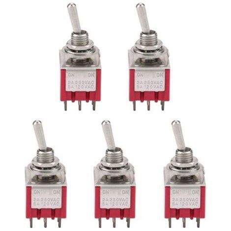5Pcs Interrupteur à Bascule à 3PDT 9 Broches 6mm 2A / 250VAC 5A / 120VAC ON-ON 2 Position (1/4)