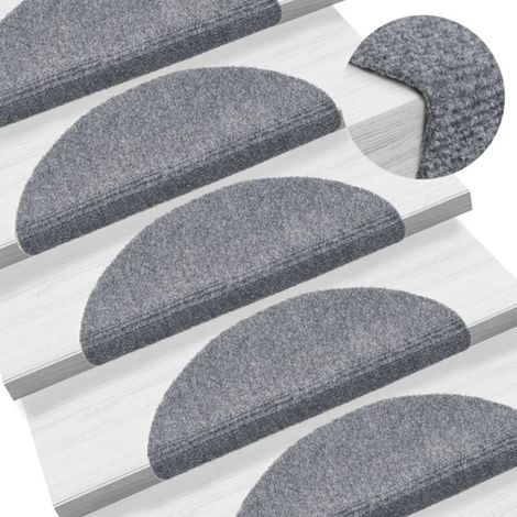 Selbstklebende Treppenmatten, 15 Stück, 56 x 17 x 3 cm, Hellgrau