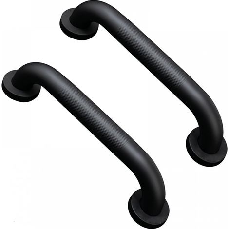 Barra de apoyo antideslizante para baño con mango moleteado (paquete de 2, 30 cm, negra) (1/5)