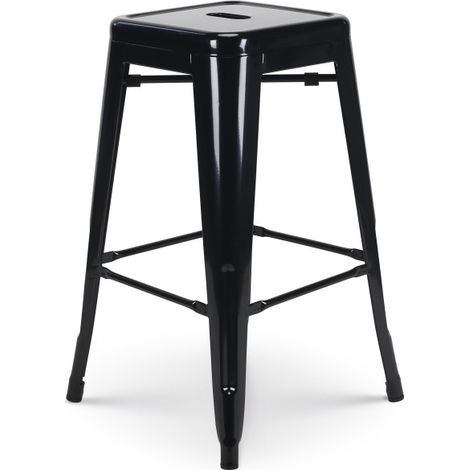 Barhocker im glänzenden schwarzen Industriestil - Höhe 66 cm