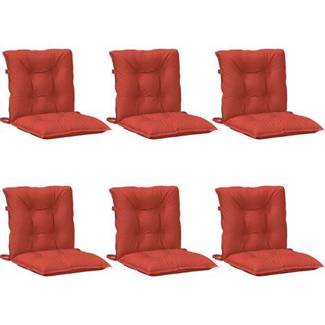 vidaXL Coussins de chaise à dossier bas lot de 6 rouge mélangé tissu