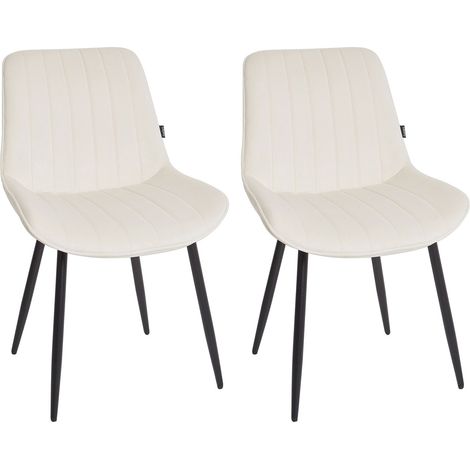 Set di 2 sedie da pranzo in velluto beige chiaro con gambe in acciaio nero Dubrovnik