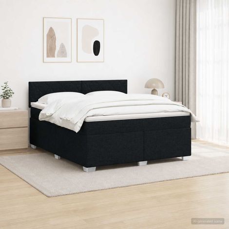Cama con Base Tapizada, Colchón y Luz LED Negro 160 x 200 cm (1/5)