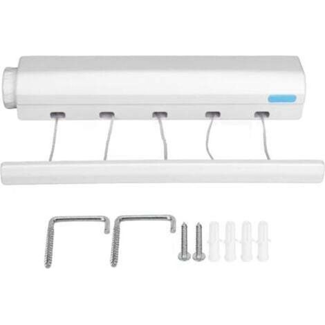 Fil linge retractable,Etendoir Mural Extensible, étendage à linge mural, etendoir linge interieur mural , sechoir Linge Mural avec 5 Fils de 3,75 mètres, etendoir a Linge pour intérieur et extérieur (1/5)