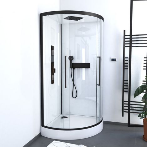 MARWELL Duschkabine White Round 90 x 90 x 215 cm - weiß - Runddusche - Komplettdusche - Dusche - Duschabtrennung - Duschwand - Dusche Komplett-SET- weiße Dusche