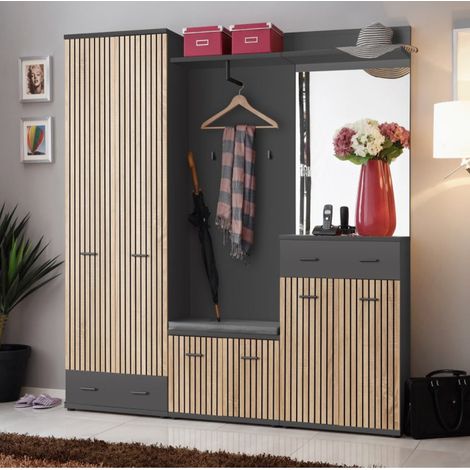 Ensemble Vestiaire 5P "Marco" 203cm Naturel & Gris (1/4)